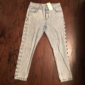 Nasty Gal Eyelet Mom Jean Size Medium